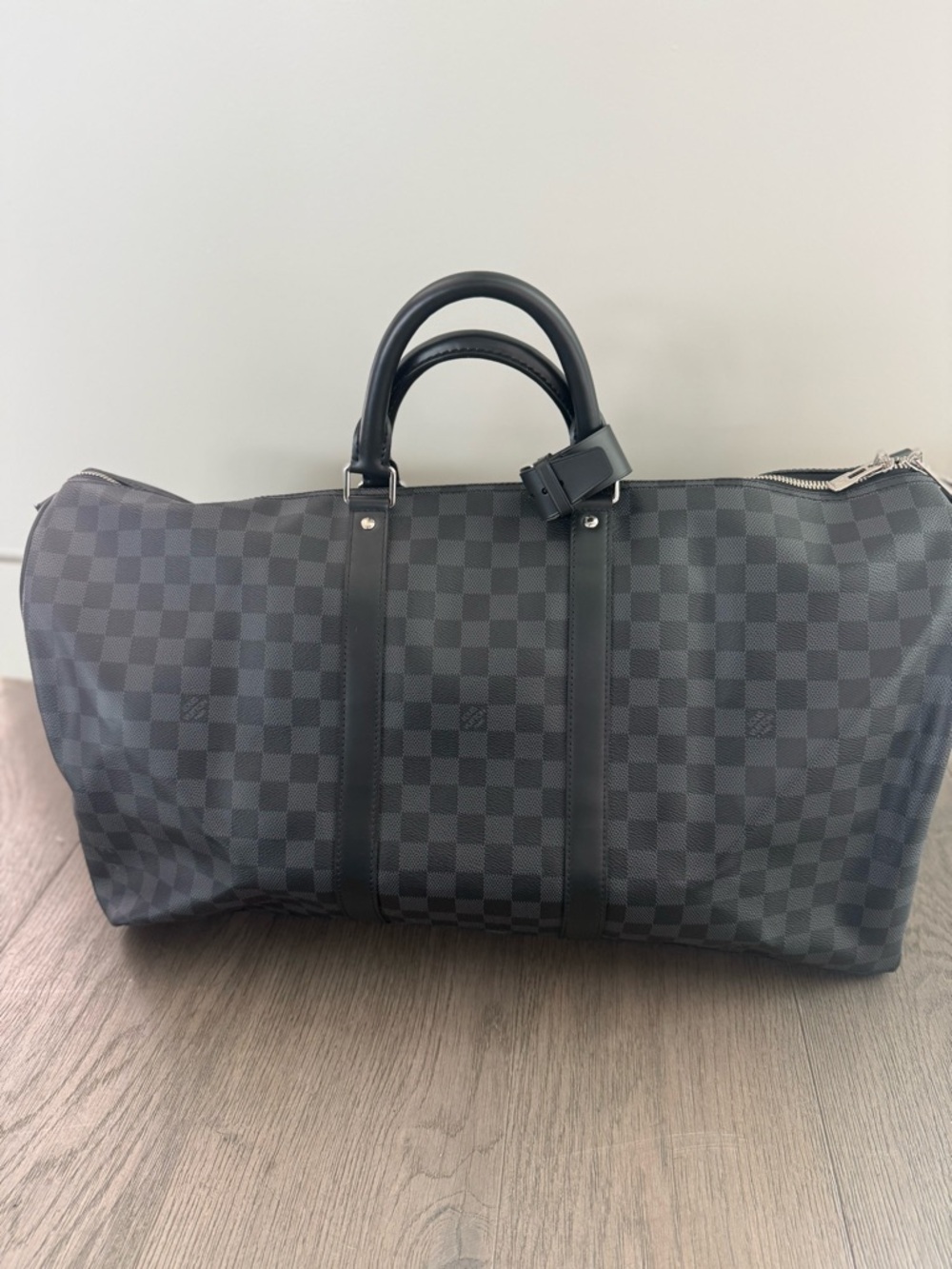 Louis Vuitton Black Check Duffel Travel Bag with Removable Strap - Picture 2 of 4